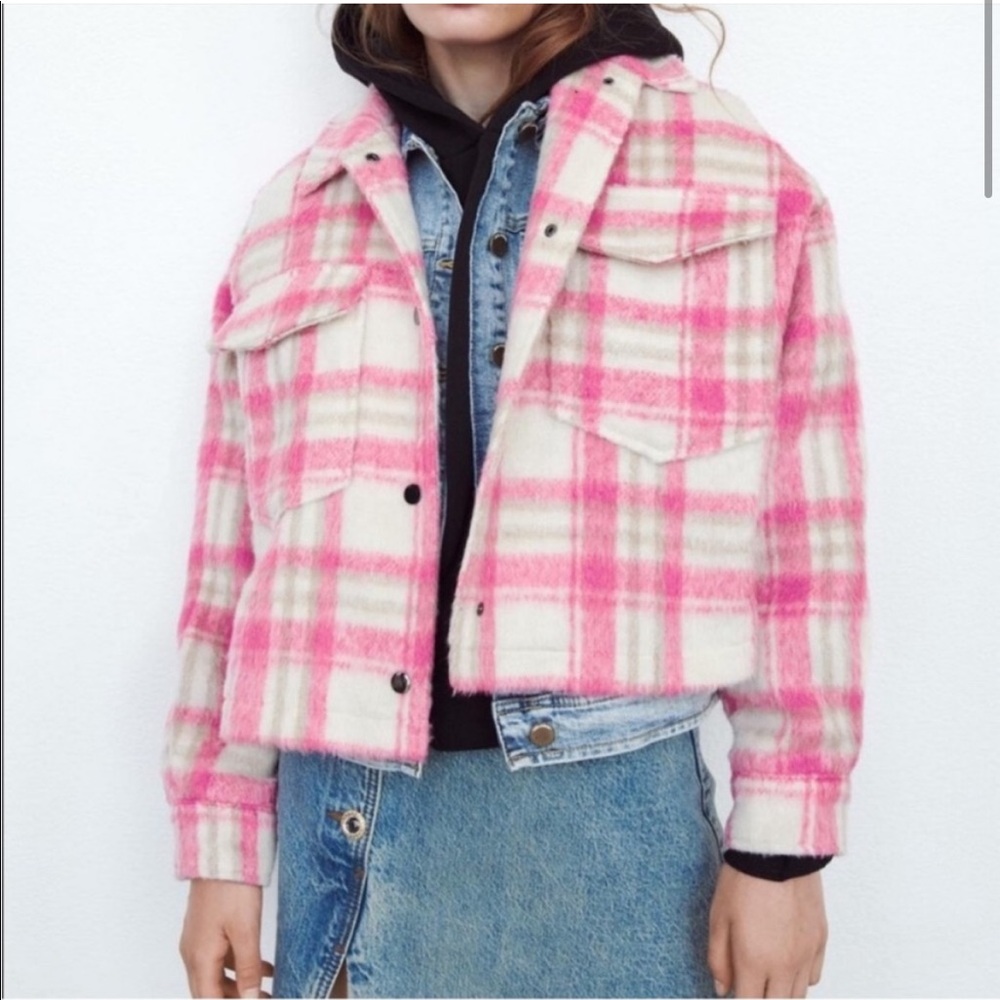 Zara NWT Cropped Pink Jacket